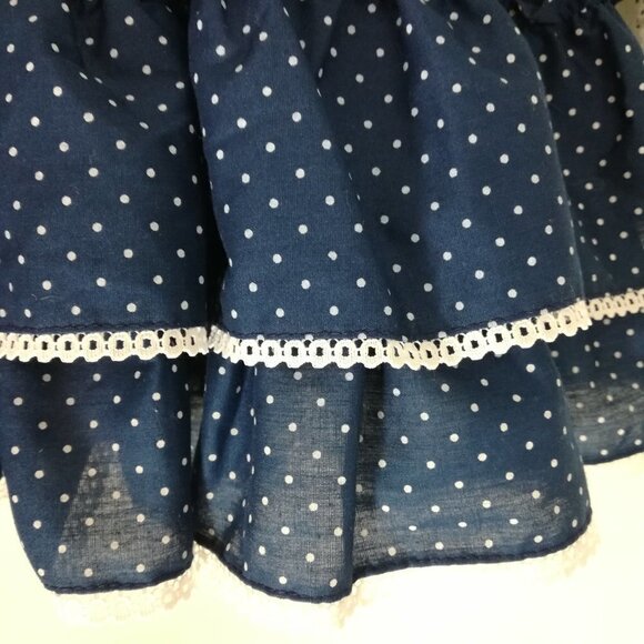 Vintage Miss Quality Girl Ruffled Dress Size 6 Polka Dot Lace Circle 80s Bow - Picture 9 of 15